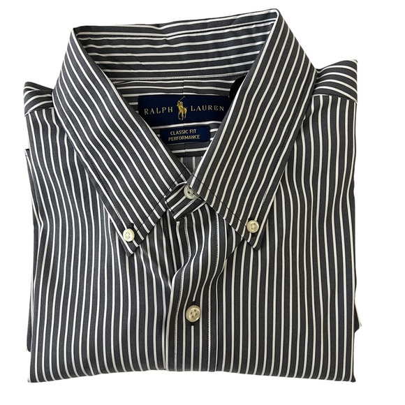 Ralph Lauren blue label classic fit performance gray button-up long sleeve shirt - Picture 4 of 11